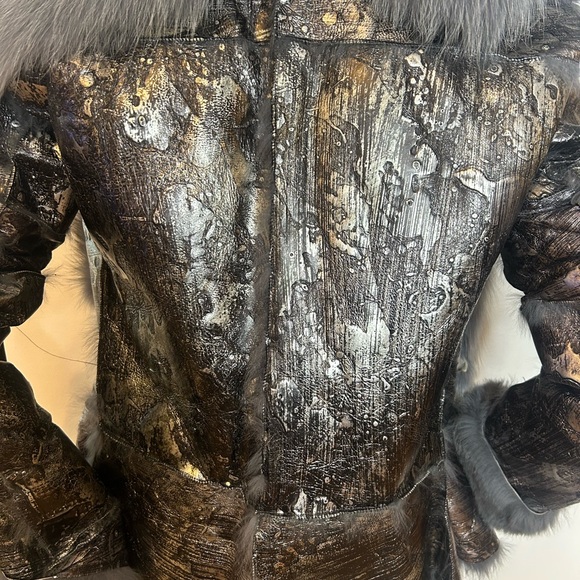 Gorgeous Gray Fur and Leather Women's Jacket❤️S - Picture 10 of 16